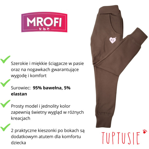 Spodnie dresowe dziewczęce Mrofi sport brązowe Spodnie dresowe dziewczęce Mrofi sport brązowe