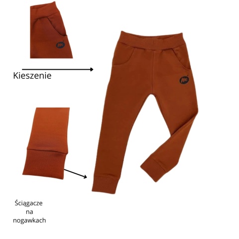 Mrofi spodnie dresowe cynamon rude wąskie