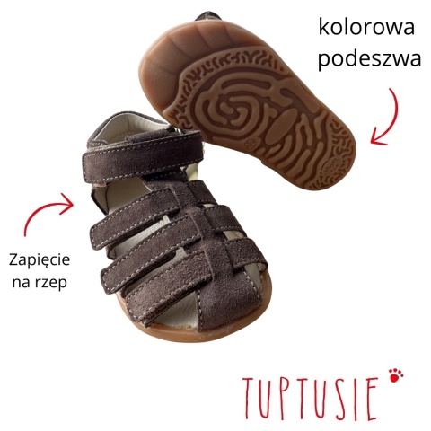 Sandałki Mido stone skóra rzepa brązowe Sandałki Mido stone skóra rzepa brązowe